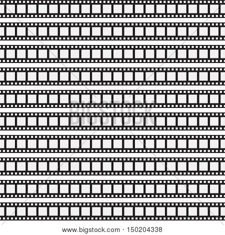 Seamless pattern of ribbons photographic film on a white background