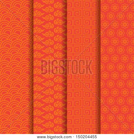 Traditional Chinese pattern and red background pack set