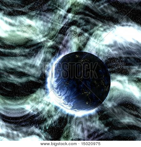 科幻宇宙星球复杂空间场景图