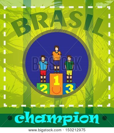 Digital vector brasil chapion, winners podium, flat style
