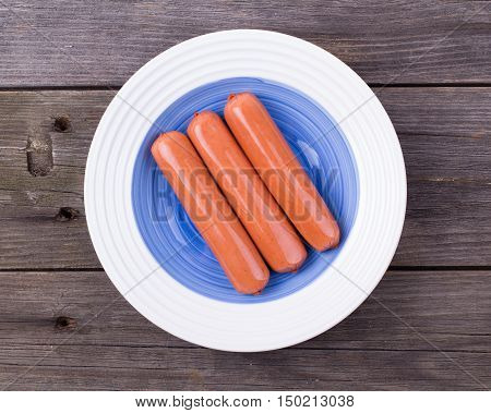 Sausages Fresh In A Plate