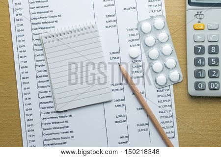 Planning monthly budget Finance about health concept