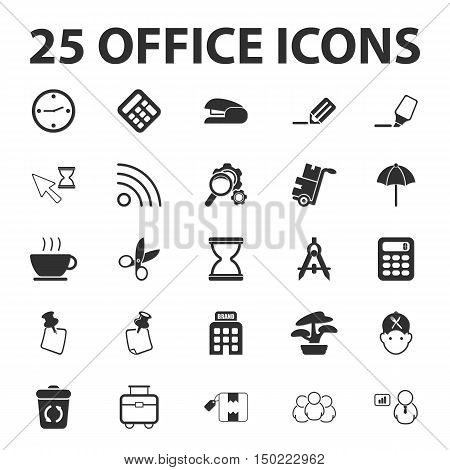 Business, Finance, office 25 black simple icons set for web