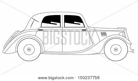 Vector illustration of the coupe - vintage model of car on white background