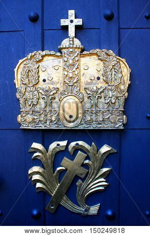 Coat of arms on medieval fortress and castle in Oslo Norway.