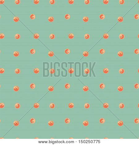 Peaches seamless vector pattern. Green peach vector background