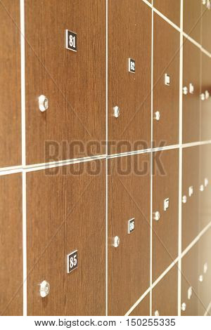 The image of lockers in a cloak-room