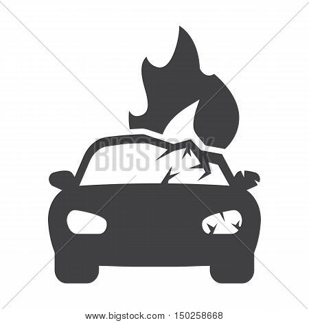 car fire black simple icons set for web design