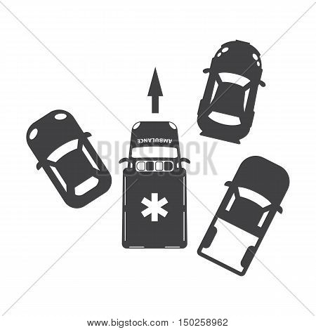 Ambulance black simple icons set for web design