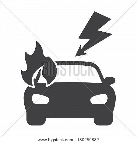 car crash black simple icons set for web design