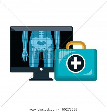 X ray digital  radiology and kit medical healthcare. vector illustration