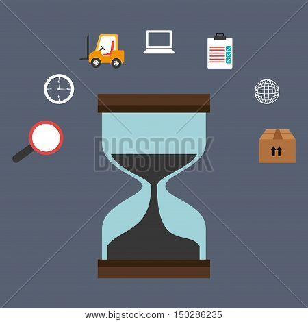 sandclock time and fast delivery icon set. colorful design. vector illustration
