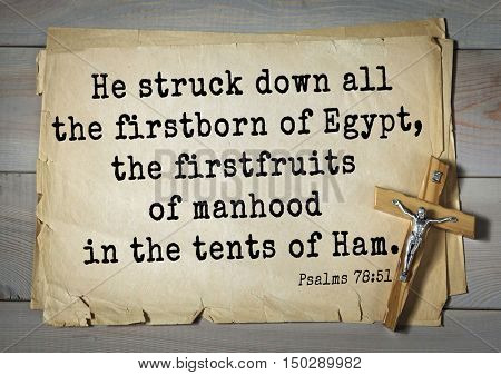 TOP-1000.  Bible verses from Psalms.He struck down all the firstborn of Egypt, the firstfruits of manhood in the tents of Ham. 