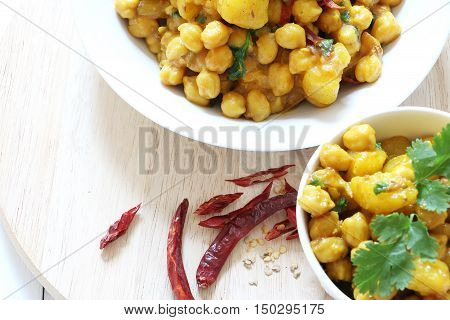Indian,Pakistan,Nepali, cuisine. Spicy chickpeas with potato curry