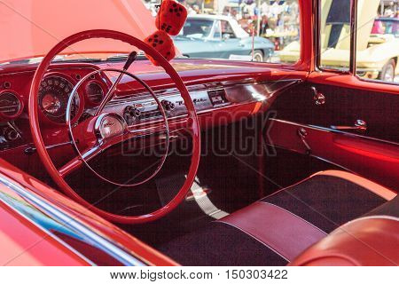 Red, Chevrolet, Bel Air, 1957, Len Yerkes, classic car, car, automobile, antique, classic, Rotary Club, classic Car Show, Laguna Beach, California