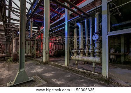 Detail of industrial public park in the German city of Duisburg. Landschaftspark Duisburg-Nord is a public park located in Duisburg-Meiderich, Germany