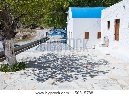 Small white church in Kos island Greece