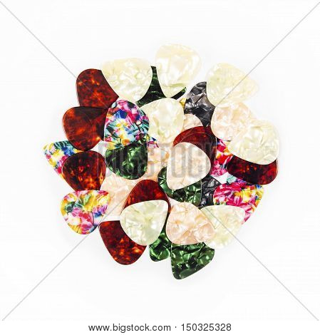 Guitar plectrums isolated on a white background