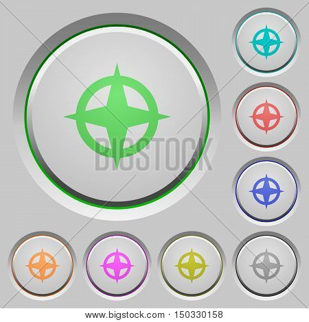 Set of color map directions sunk push buttons.