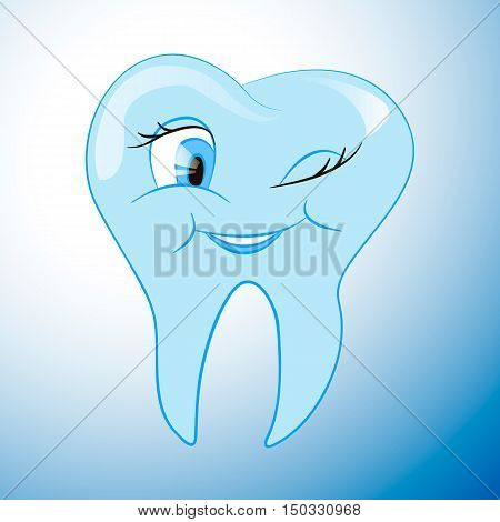 Cartoon pure snow white tooth on a white background vector illustration