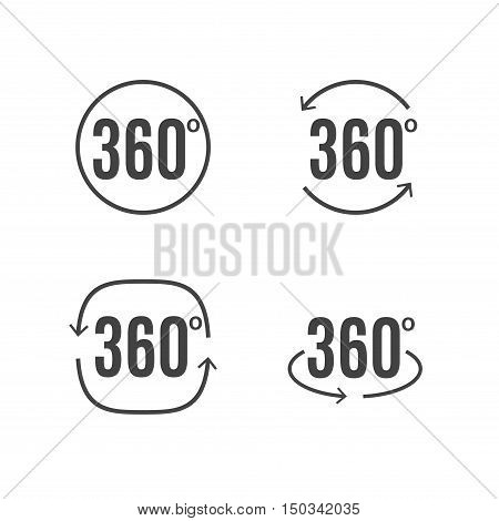360 degrees view sign icon design. Vector symbol of rotation virtual 3d.