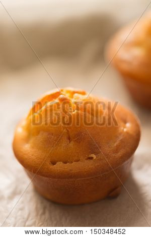 Homemade proja cupcakes selective focus - traditional corn pastry