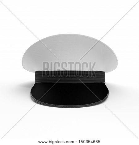 Front view Peak Cap on white background. 3D illustration