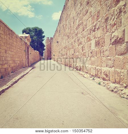 Old Street on the Mount Zion in Jerusalem Instagram Effect