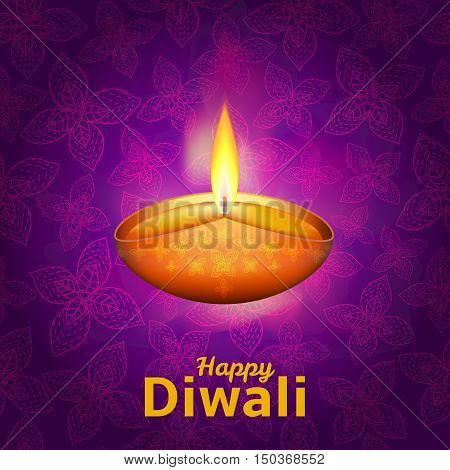 Happy Diwali - traditional Indian festival colorful background with lamp