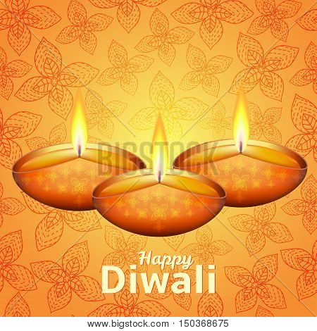 Happy Diwali - traditional Indian festival colorful background with lamps