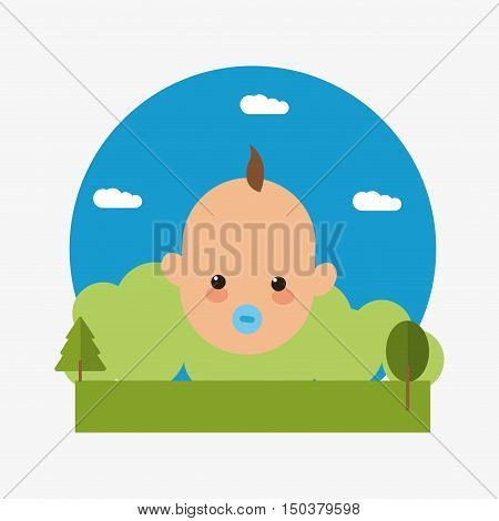 baby emblem with landscape background image vector illustration