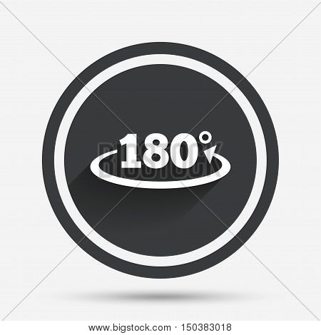 Angle 180 degrees sign icon. Geometry math symbol. Circle flat button with shadow and border. Vector