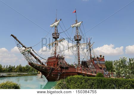 Pirate Ship In Sazova Science, Art And Cultural Park In Eskisehir City