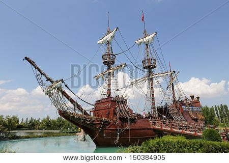 Pirate Ship In Sazova Science, Art And Cultural Park In Eskisehir City