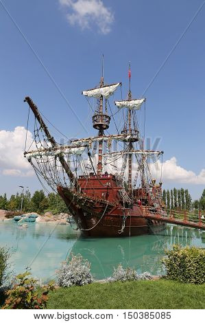 Pirate Ship In Sazova Science, Art And Cultural Park In Eskisehir City