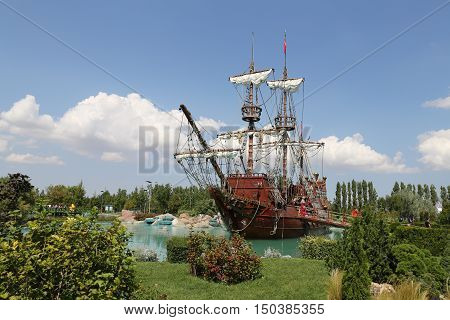 Pirate Ship In Sazova Science, Art And Cultural Park In Eskisehir City