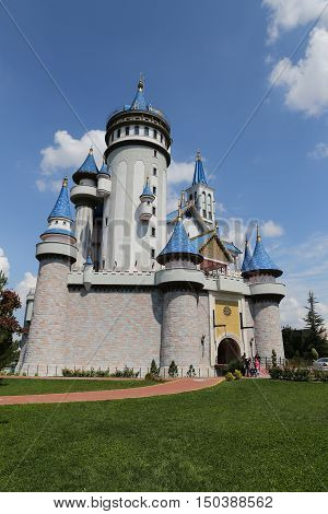 Fairy Tale Castle In Sazova Science, Art And Cultural Park In Eskisehir City