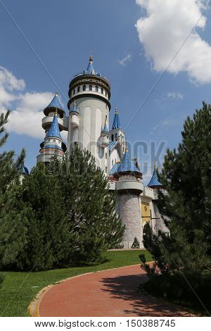 Fairy Tale Castle In Sazova Science, Art And Cultural Park In Eskisehir City