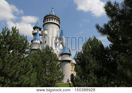 Fairy Tale Castle In Sazova Science, Art And Cultural Park In Eskisehir City
