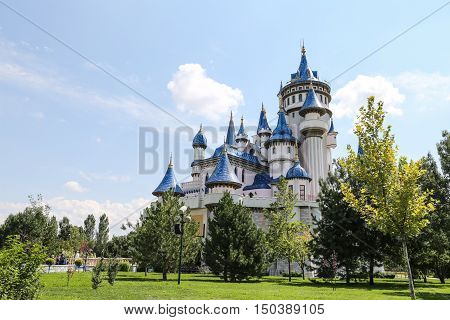 Fairy Tale Castle In Sazova Science, Art And Cultural Park In Eskisehir City