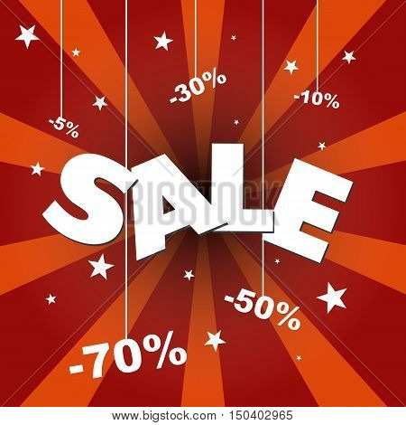 Sale poster with percent discount. Vector image