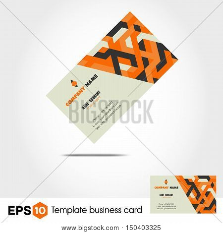 Abstract orange business card template. Vector image
