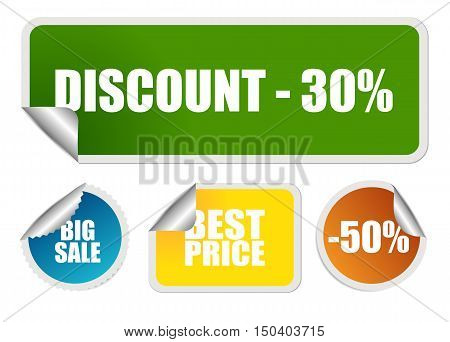 Set of stickers of various shapes and colors