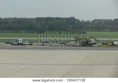 Airport Runway With Work In Progress