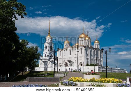 Dormition Cathedral or Assumption Cathedral and Bell tower in Vladimir, Russia. UNESCO World Heritage Site.