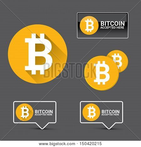 vector Bitcoin symbol. bitcoin accepted here icon or banner