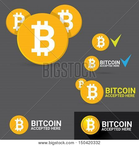 vector Bitcoin symbol. bitcoin accepted here icon or banner