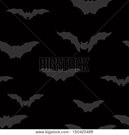 Bat Silhouette Seamless Pattern. Holiday Halloween Background. Halloween Bat Texture