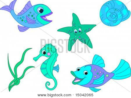 Under the sea. Vector vis set