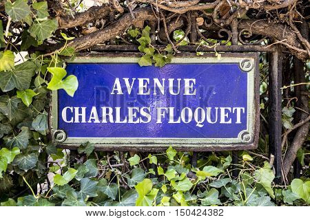 Avenue Charles Floquet - Old Street Sign In Paris